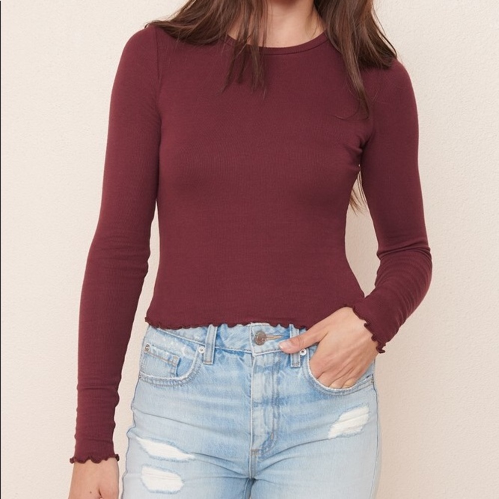 GARAGE lettuce edge long sleeve tee. Size S